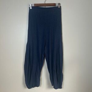 Nyah Harem Pants Women Size M Navy Blue Pleated Balloon Leg Jersey Knit Relaxed